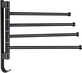 img 4 attached to Bathroom Swing Towel Rack 4 Arm Swivel Towel Rail Wall Mounted Hand Towel Bar, SUS304 Stainless Steel Towel Holder Accessories with Towel Hook for Bathroom and Kitchen - Black