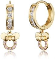 🐭 baby girls hoop earrings with cz mouse in 14k gold plated brass channel logo