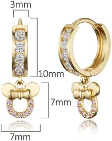 img 3 attached to 🐭 Baby Girls Hoop Earrings with CZ Mouse in 14k Gold Plated Brass Channel