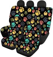 universal fit 3 piece car seat covers full set - colorful dog cat paw print pattern - 🐾 auto front and rear seat protectors - anti-scratch & dustproof - ideal for dog owners and families with kids logo