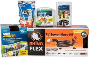 img 1 attached to 🚽 Complete Camco RV Sanitation Kit: RhinoFLEX Sewer Hose, Leak Proof Seals, Gloves & TST Drop Ins (44732)