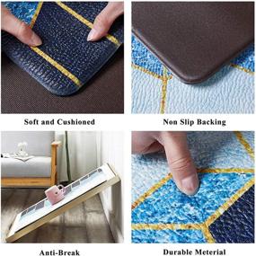 img 3 attached to 🏡 Set of 2 Anti-Fatigue Kitchen Rugs – Waterproof, Non-Slip, Memory Foam Cushioned Floor Mats for Sink, Office, Desk, Laundry – Blue