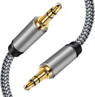 aux cord for car - 3ft audio auxiliary cable: durable, tangle-free & noise-reducing - compatible with home theatre, headphones, iphone, samsung - fits all phone cases | nomx logo