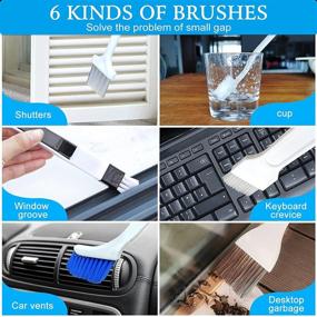 img 2 attached to 🧼 10-Piece Set of Blue Top Household Cleaning Brushes – Window Crevice Cleaning Tool for Narrow Gaps. Discover the Magic Window Sill Cleaning Tool for Sliding Doors, Tile Lines, Shutters, Air Conditioners, Keyboards, Vents, and More!