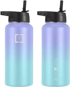 img 2 attached to 🚰 Iron Flask Sports Water Bottle - 32 Oz, 3 Lids | Vacuum Insulated Stainless Steel, Leak Proof