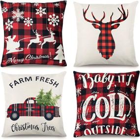 img 4 attached to SVOPY 4Pcs Christmas Pillow Covers