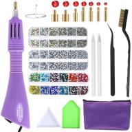 🔥 hotfix applicator kit with 7208 pcs rhinestones, 7 sizes tips, tweezers & brush cleaning kit - perfect for crafts on clothes, shoes, and jeans logo