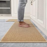 🏠 premium bxzandya kitchen rugs and mats- 2 pcs non-skid natural rubber floor runner set for kitchen, door mats, sink front, laundry room - washable & durable oat design, 17.3"x32" + 17.3"x47 logo