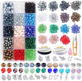 img 3 attached to EuTengHao Glass Crystal Beads Kit: 1062Pcs Faceted Spacer Beads for Jewelry Making with Findings & String - Perfect for Bracelets, Necklaces, Earrings