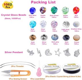 img 1 attached to EuTengHao Glass Crystal Beads Kit: 1062Pcs Faceted Spacer Beads for Jewelry Making with Findings & String - Perfect for Bracelets, Necklaces, Earrings