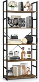 img 4 attached to 📚 Vintage OTK Tall Bookcase - 5 Tier Bookshelf for Modern Living Room, Bedroom, and Home Office Organization and Storage