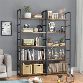 img 1 attached to 📚 Vintage OTK Tall Bookcase - 5 Tier Bookshelf for Modern Living Room, Bedroom, and Home Office Organization and Storage