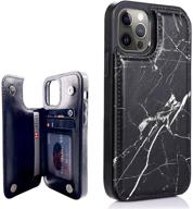 obbii marble leather flip case wallet compatible with iphone 12 pro/12 6 logo