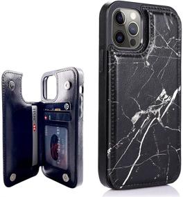 img 4 attached to Obbii Marble Leather Flip Case Wallet Compatible With IPhone 12 Pro/12 6