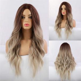 img 3 attached to 💁 Ombre Wavy Wig for Women - Long Blonde Heat Resistant Fiber Fashion Wig for Daily Party (Blonde)