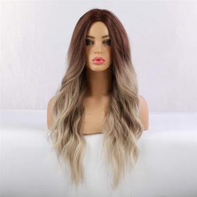 img 2 attached to 💁 Ombre Wavy Wig for Women - Long Blonde Heat Resistant Fiber Fashion Wig for Daily Party (Blonde)