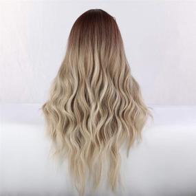 img 1 attached to 💁 Ombre Wavy Wig for Women - Long Blonde Heat Resistant Fiber Fashion Wig for Daily Party (Blonde)