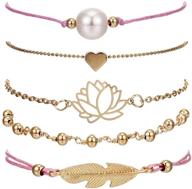 rose quartz beaded bracelets for women - adjustable charm pendant stack bracelets - exquisite friendship gift with pearl gold plating logo