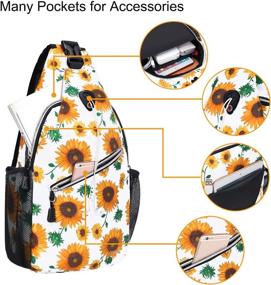 img 2 attached to 🌻 Сумка MOSISO Sling Backpack - Стильный подчеркнутый солнечным цветком плечевой рюкзак с веревочным плечевым ремнем для путешествий и походов.