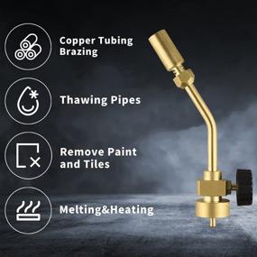 img 2 attached to 🔥 Improved RTMMFG Brass Pencil Flame Propane Torch Head, Manual Start BBQ Torch Nozzle Gas Welding Torch, Powered by MAPP MAP Pro Propane CGA600 Cylinder