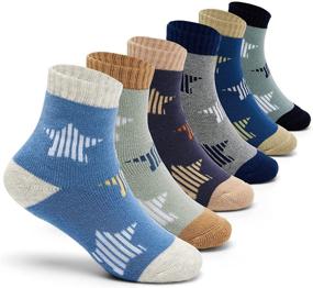 img 4 attached to 🧦 Warm up your little boy's feet with our 6 Pack Boys Winter Socks - Kids' Cozy Crew Socks with Thermal Terry for Ultimate Comfort