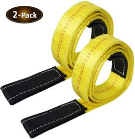 img 4 attached to 🏔️ Robbor Lift Sling Webbing Straps - Heavy Duty 2 inch 7 Foot Tree Saver Winch Straps - 13,000 Lbs Load Capacity - Reinforced Eyes - For ATV UTV Recovery & Towing - 2 Pack