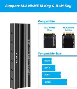 img 3 attached to 📦 FIDECO Корпус для M.2 NVMe SSD: USB 3.1 Gen 2 (10 Gbps) для SSD NVMe PCI-E M.2 (поддержка UASP) - Размеры 2230/2242/2260/2280