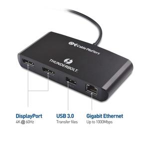 img 2 attached to 🔌 Certified Cable Matters Dual 4K 60Hz Thunderbolt 3 Dock Adapter: DisplayPort, USB 3.0, Gigabit Ethernet (Not Compatible with USB-C Ports Without Thunderbolt Logo)