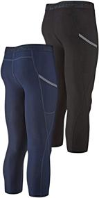 img 3 attached to DEVOPS Men's 3/4 Compression Pants Athletic Leggings with Pocket - 2 Pack