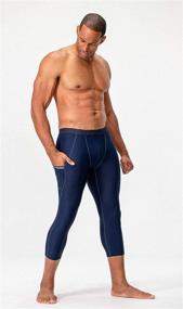 img 2 attached to DEVOPS Men's 3/4 Compression Pants Athletic Leggings with Pocket - 2 Pack