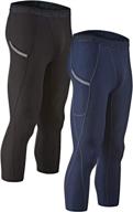 devops men's 3/4 compression pants athletic leggings with pocket - 2 pack логотип