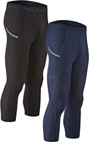 img 4 attached to DEVOPS Men's 3/4 Compression Pants Athletic Leggings with Pocket - 2 Pack