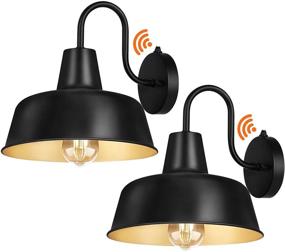 img 4 attached to CINOTON Dusk to Dawn Outdoor Wall Sconces - Black Farmhouse Barn 🏡 Lights | Vintage Lantern Wall Mount Light Fixture for Porch, Entryways, Garage (2-Pack)