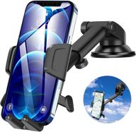 enhanced car phone holder mount: auto lock, strong suction - dashboard/windshield universal mount, 360° adjustable stand compatible with all mobile phones logo