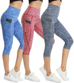 img 4 attached to CongYee Sport Women's Yoga Capris with Tummy Control, Pockets & High Waist - Stylish Yoga Pants for Women