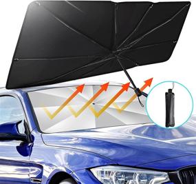 img 4 attached to 🌞 Складной зонт-противосолнечный козырек для автомобиля для передних стекол - TATUFY Защита стекла от солнца: легкое хранение, защита от УФ-лучей и тепла для вашего автомобиля