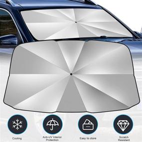 img 3 attached to 🌞 Складной зонт-противосолнечный козырек для автомобиля для передних стекол - TATUFY Защита стекла от солнца: легкое хранение, защита от УФ-лучей и тепла для вашего автомобиля