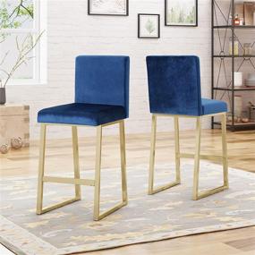 img 3 attached to 🔷 Set of 2 Navy Blue and Brass Christopher Knight Home Lexi Modern Velvet Barstools - Improved for SEO