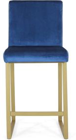 img 1 attached to 🔷 Set of 2 Navy Blue and Brass Christopher Knight Home Lexi Modern Velvet Barstools - Improved for SEO