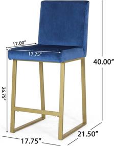 img 2 attached to 🔷 Set of 2 Navy Blue and Brass Christopher Knight Home Lexi Modern Velvet Barstools - Improved for SEO