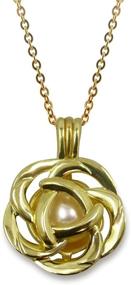 img 2 attached to 🌸 Pearlina Rose Flower Gold Plated Cage Necklace - Cultured Pearl in Oyster Set with Stainless Steel Chain (18 inch)