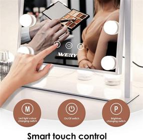 img 3 attached to 💄 WEILY Hollywood Makeup Mirror with Lights | Large Lighted Vanity Mirror with 3 Color Light & 12 Dimmable LED Bulbs | Smart Touch Control Screen & 360° Rotation | White