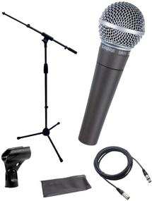 img 2 attached to 🎤 Shure SM58-LC Кардиоидный динамический вокальный микрофон: Комплект с адаптером для стoйки и мягким чехлом на молнии