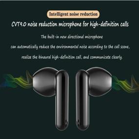 img 2 attached to 🎧 Premium Wireless Earbuds: Noise Canceling LED, IPX7 Waterproof, 24H Playtime, In-Ear Stereo, for iPhone/Android - Black