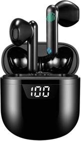 img 4 attached to 🎧 Premium Wireless Earbuds: Noise Canceling LED, IPX7 Waterproof, 24H Playtime, In-Ear Stereo, for iPhone/Android - Black