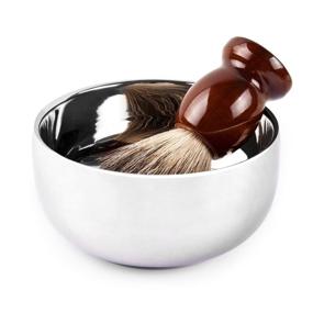 img 2 attached to 🪒 QSHAVE Stainless Steel Shaving Bowl with Lid - Large 4 Inch Diameter, Deep Size for a Luxurious Shave Experience, Chrome Plated Shinning Finish