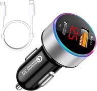 fast charge usb c car phone charger adapter, compatible with iphone 12 pro max/mini/11/xs/xr/x/8 plus/se/plus, samsung galaxy s9/s8/s7/s6 edge, google pixel, lg, and more logo