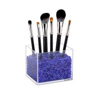 angzhia acrylic makeup brush holder: countertop cosmetic organizer cube with acrylic diamonds. sparkling rhinestone crystal gems to organize brushes (10x10x12, royal blue) logo