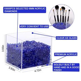 img 3 attached to Angzhia Acrylic Makeup Brush Holder: Countertop Cosmetic Organizer Cube with Acrylic Diamonds. Sparkling Rhinestone Crystal Gems to Organize Brushes (10x10x12, Royal Blue)