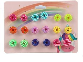 img 1 attached to 🌈 Colorful Rainbow Donut Stud Earrings Set - Hypoallergenic Cute Accessories for Women, Teens, and Little Girls - Perfect Gift for Birthdays, Halloween, Christmas